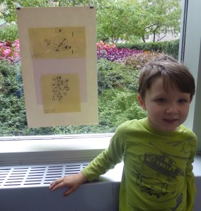 one of the artists with his work